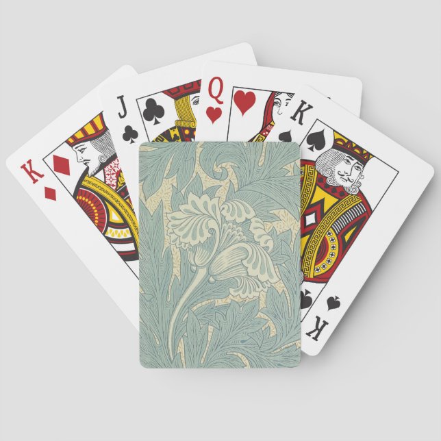 William Morris Classic Tulip Blue Floral Poker Cards (Back)