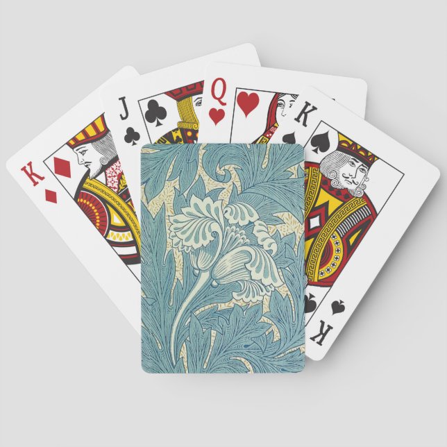 William Morris Classic Tulip Blue Floral Poker Cards (Back)