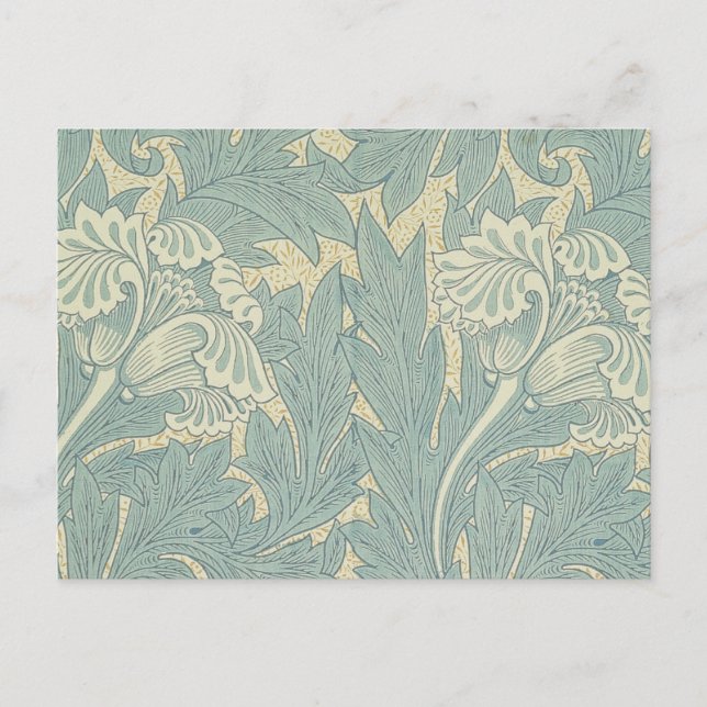William Morris Classic Tulip Blue Floral Postcard (Front)