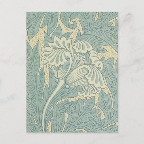 William Morris Classic Tulip Blue Floral Postcard