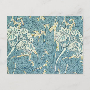 William Morris Classic Tulip Blue Floral Postcard