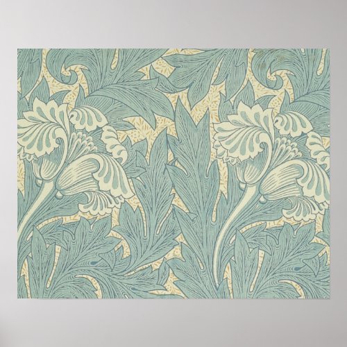 William Morris Classic Tulip Blue Floral Poster