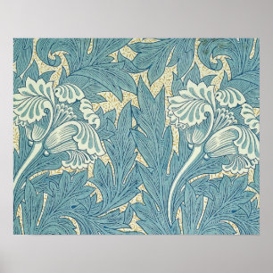 William Morris Classic Tulip Blue Floral Poster