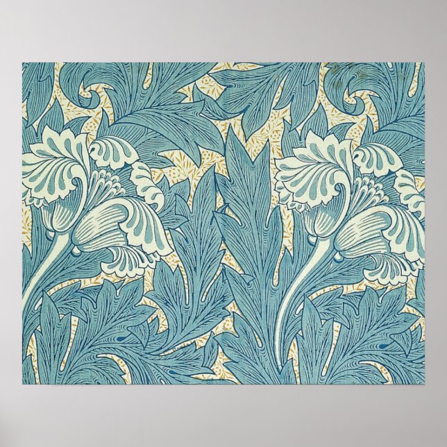 William Morris Classic Tulip Blue Floral Poster (Front)