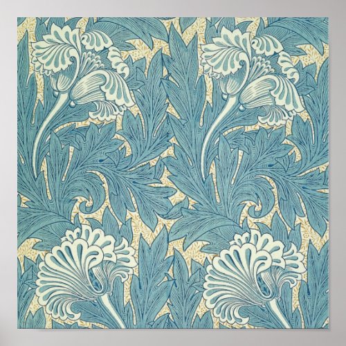 William Morris Classic Tulip Blue Floral Poster
