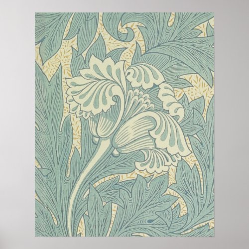 William Morris Classic Tulip Blue Floral Poster