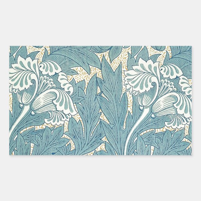 William Morris Classic Tulip Blue Floral Rectangular Sticker (Front)