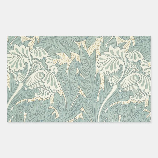 William Morris Classic Tulip Blue Floral Rectangular Sticker (Front)