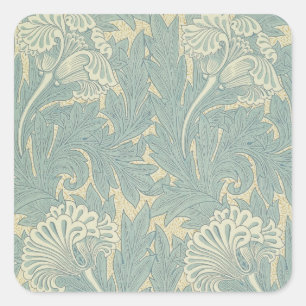 William Morris Classic Tulip Blue Floral Square Sticker