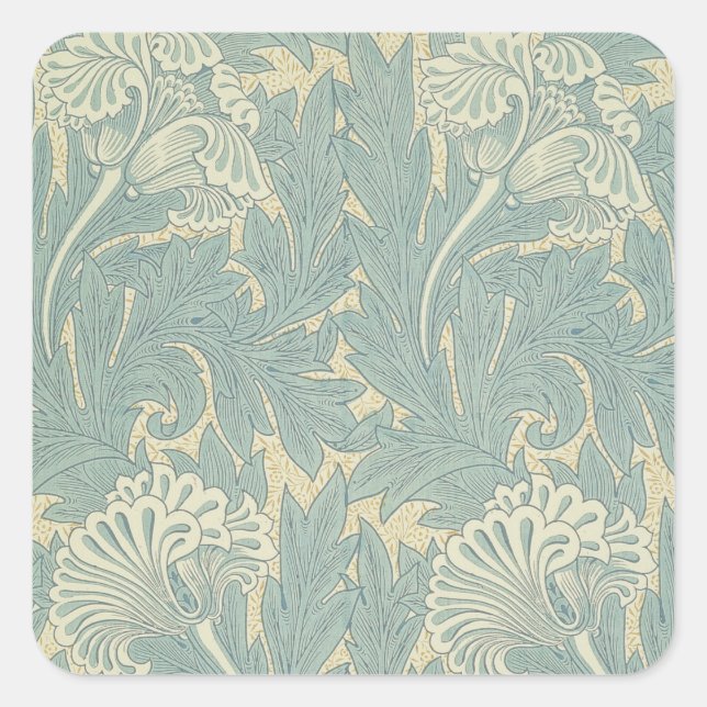William Morris Classic Tulip Blue Floral Square Sticker (Front)
