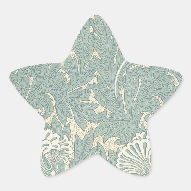 William Morris Classic Tulip Blue Floral Star Sticker (Front)