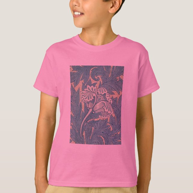 William Morris Classic Tulip Blue Floral T-Shirt (Front)