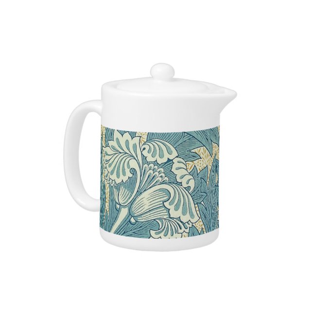 William Morris Classic Tulip Blue Floral Teapot (Left)