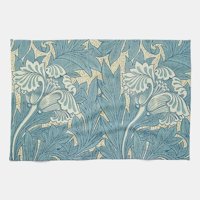 William Morris Classic Tulip Blue Floral Towel (Horizontal)