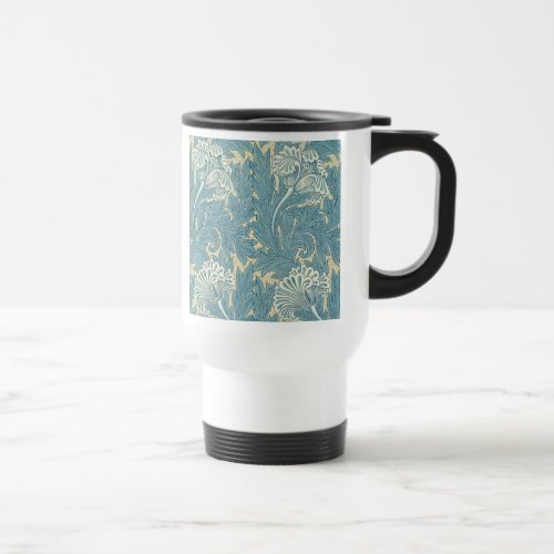 William Morris Classic Tulip Blue Floral Travel Mug