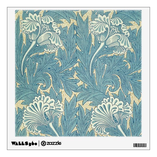 William Morris Classic Tulip Blue Floral Wall Sticker (Front)