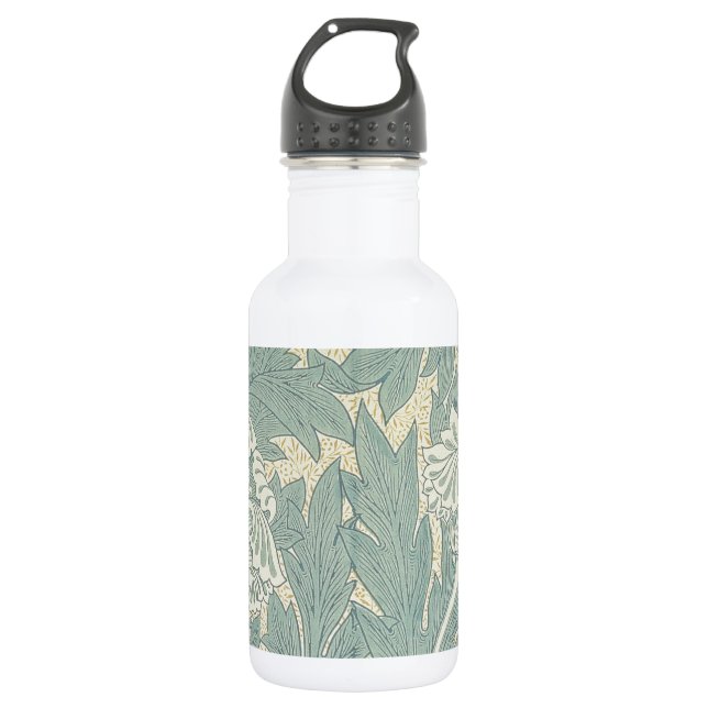 William Morris Classic Tulip Blue Floral Water Bottle (Front)