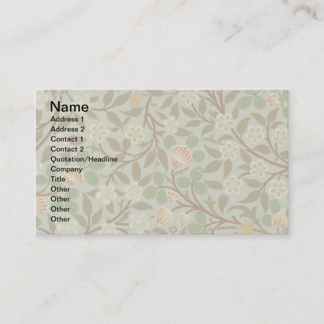 William Morris Clover Botanical Flower Business Card (Front)