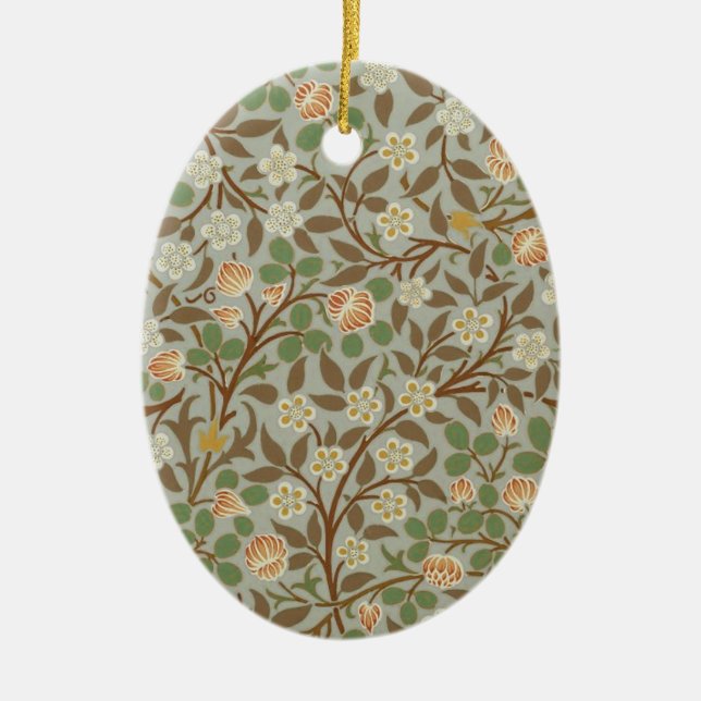 William Morris Clover Botanical Flower Ceramic Ornament (Front)