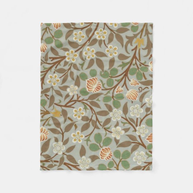 William Morris Clover Botanical Flower Fleece Blanket (Front)