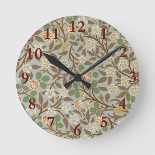 William Morris Clover Botanical Flower Round Clock
