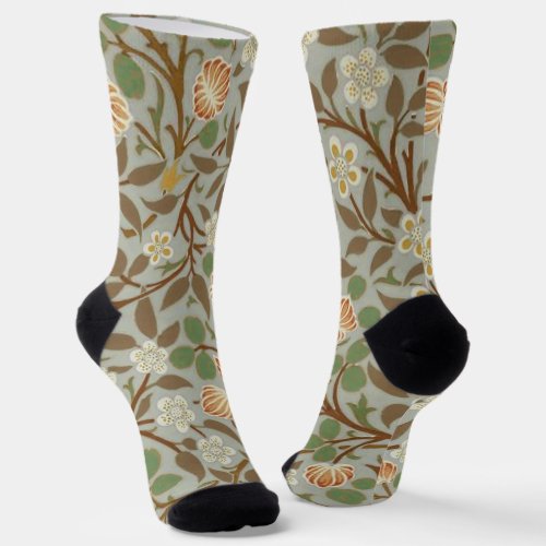 William Morris Clover Botanical Flower Socks