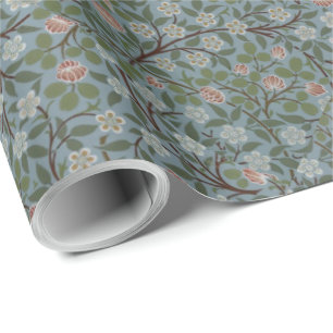 William Morris Clover Floral Flowers Green Pink Wrapping Paper