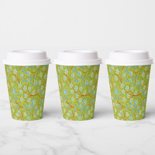 William Morris - Clover (green, yellow, blue) Paper Cups (Multi)