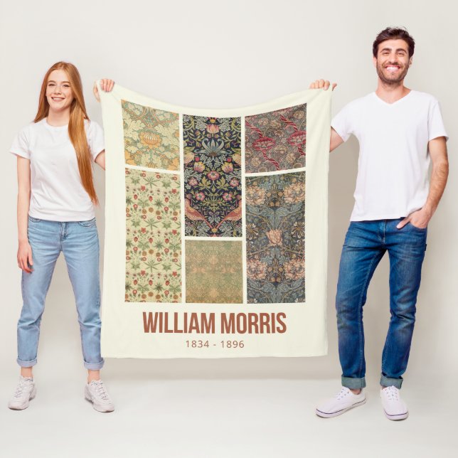 William Morris Collected Art Pattern Collage Fleece Blanket (In Situ)