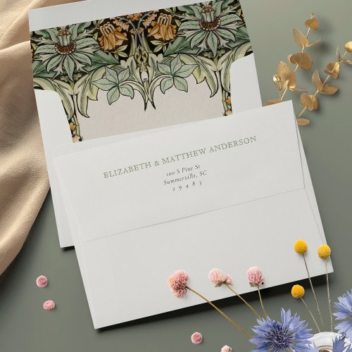 William Morris Columbines Floral Art Nouveau Envelope