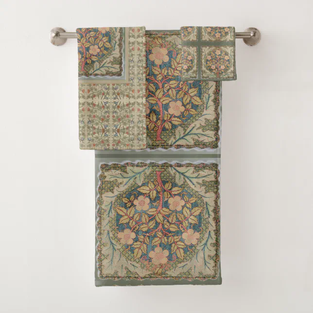 William * Morris Compilation Trellis Floral Tree Bath Towel Set | Zazzle