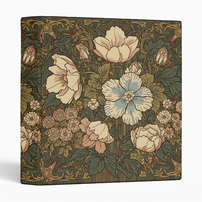 William Morris Compton Floral Art Nouveau Pattern 3 Ring Binder (Front/Spine)