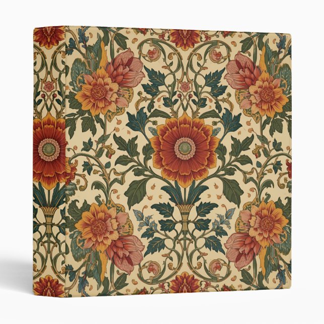 William Morris Compton Floral Art Nouveau Pattern 3 Ring Binder (Front/Spine)