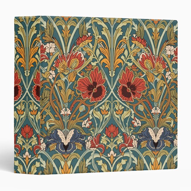 William Morris Compton Floral Art Nouveau Pattern 3 Ring Binder (Front/Spine)