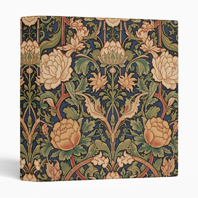 William Morris Compton Floral Art Nouveau Pattern 3 Ring Binder (Front/Spine)
