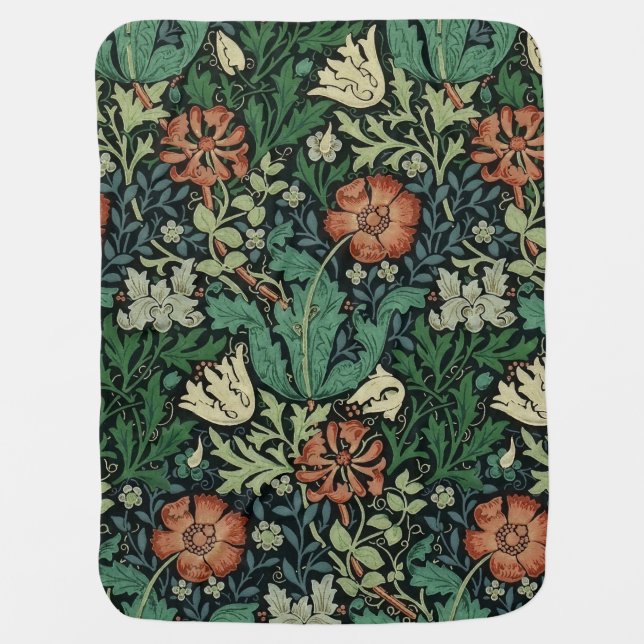 William Morris Compton Floral Art Nouveau Pattern Baby Blanket (Front)