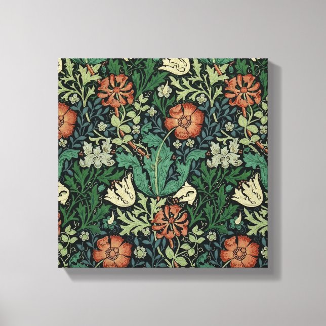 William Morris Compton Floral Art Nouveau Pattern Canvas Print (Front)