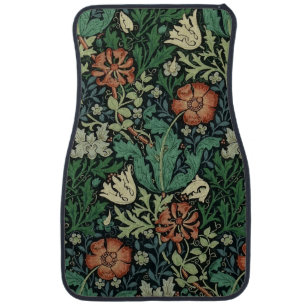 William Morris Compton Floral Art Nouveau Pattern Car Floor Mat