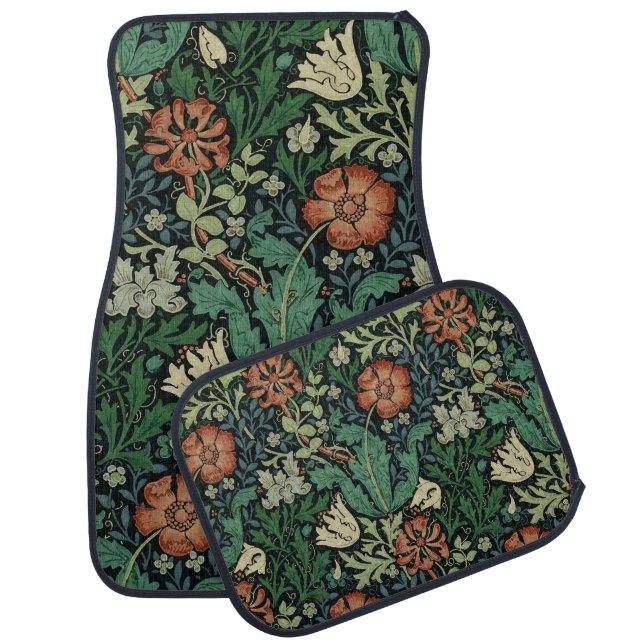 William Morris Compton Floral Art Nouveau Pattern Car Floor Mat (Set)
