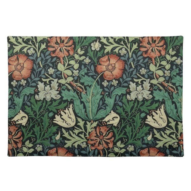 William Morris Compton Floral Art Nouveau Pattern Cloth Placemat (Front)