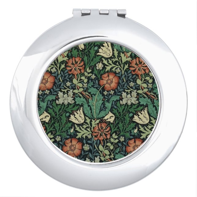 William Morris Compton Floral Art Nouveau Pattern Compact Mirror (Front)