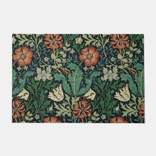 William Morris Compton Floral Art Nouveau Pattern Doormat