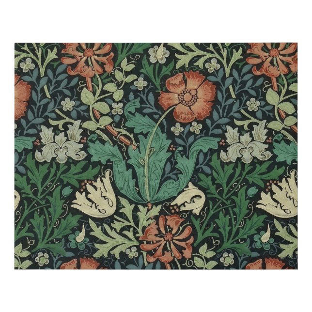William Morris Compton Floral Art Nouveau Pattern Faux Canvas Print (Front)