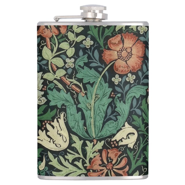 William Morris Compton Floral Art Nouveau Pattern Flask (Front)
