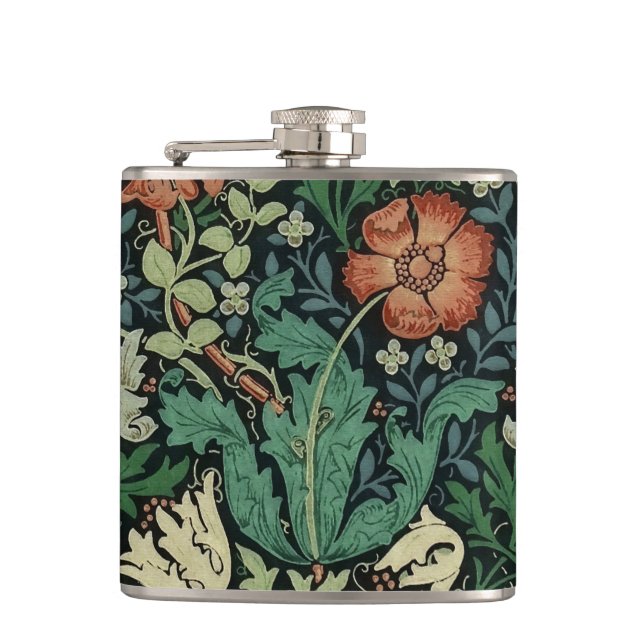William Morris Compton Floral Art Nouveau Pattern Flask (Front)