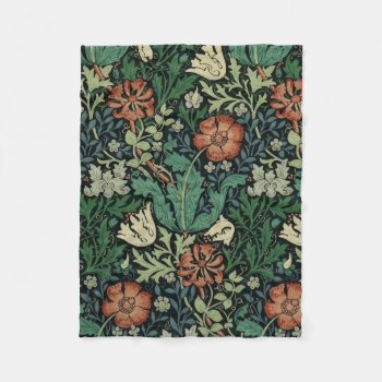 William Morris Compton Floral Art Nouveau Pattern Fleece Blanket by artfoxx at Zazzle