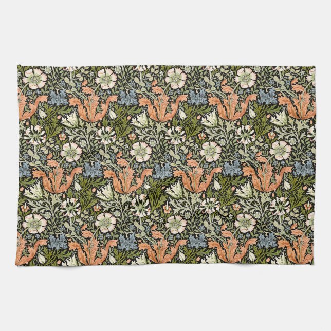 William Morris Compton Floral Art Nouveau Pattern Kitchen Towel (Horizontal)