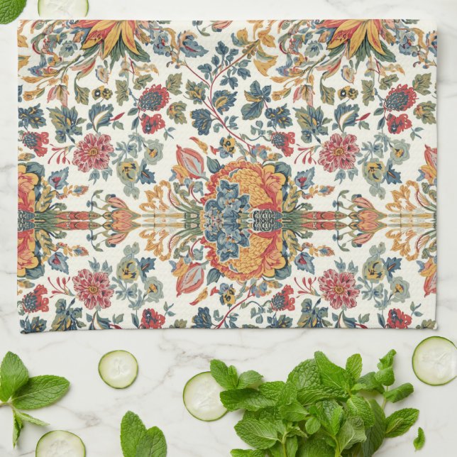 William Morris Compton Floral Art Nouveau Pattern Kitchen Towel (Folded)