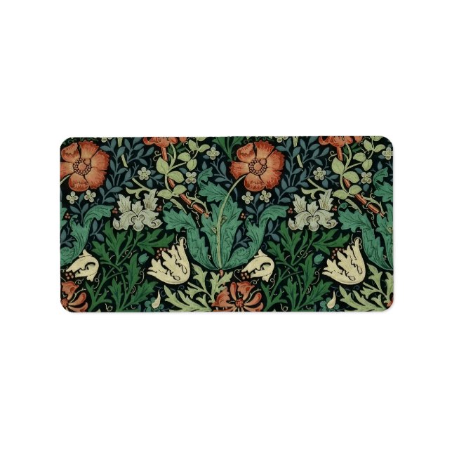 William Morris Compton Floral Art Nouveau Pattern Label (Front)