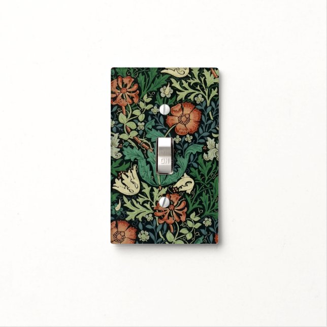 William Morris Compton Floral Art Nouveau Pattern Light Switch Cover (In Situ)